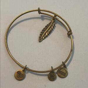 But 2 get 1 free Alex and Ani Gold Feather Charm Bracelet